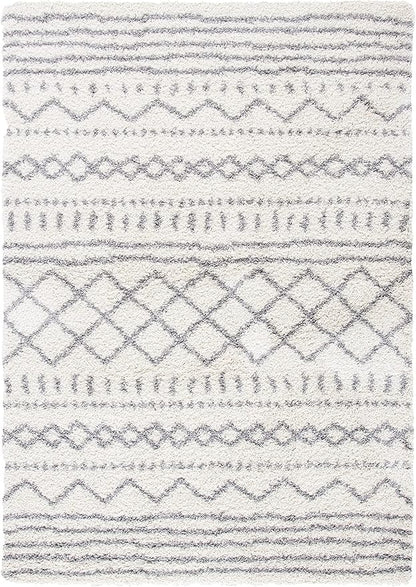 SAFAVIEH Arizona Shag Collection Area Rug - 6' x 8', Ivory & Grey, Non-Shedding & Easy Cleaning, Plush Thick Pile, Ideal for Living Room, Bedroom, Dining Space (ASG741F)