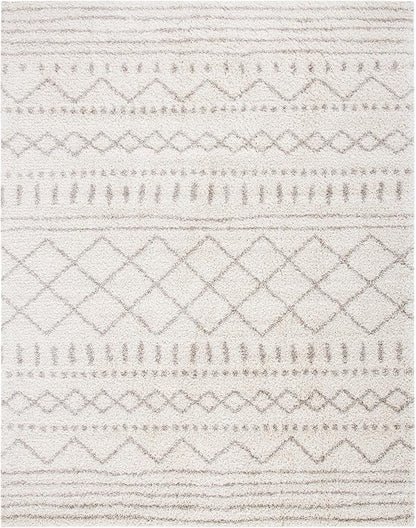 SAFAVIEH Arizona Shag Collection Area Rug - 9' Square, Ivory & Beige, Moroccan Design, Non-Shedding, 1.6-inch Thick, Ideal for High Traffic Areas in Living Room, Bedroom (ASG741A-9SQ)