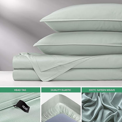 Twin Sheets by Pure Bamboo, Genuine 100% Organic Viscose Derived from Bamboo Bed Sheet Set, Luxuriously Soft & Cooling, Double Stitching, Lifetime Quality Promise (Twin, Sea Glass)
