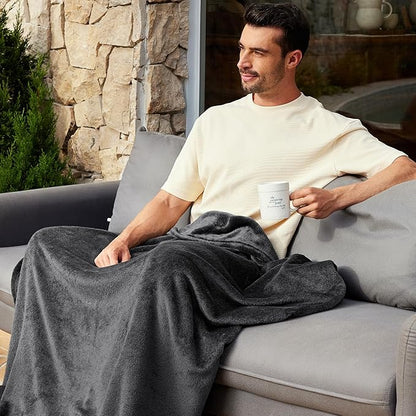 Exclusivo Mezcla Fleece Blanket King Size for Bed, Super Soft and Warm, All Season Use, Cozy, Plush, Lightweight, 90x104 Inches, Dark Grey