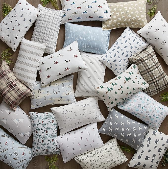 Eddie Bauer - Queen Sheet Set, Warm Breathable Cotton Flannel Bedding with Deep Pockets, Brushed for Extra Softness, Cozy Home Decor, Oeko-Tex Certified (Geese Meadow, Queen)