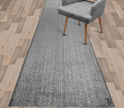 Custom Length Cut to Size Wide Width Carpet Runner Rug for Hallways, Skid Resistant Latex Rubber Backed, 31 inch Wide X Customized Length, Stripe Grey, 31 inch X 25 feet