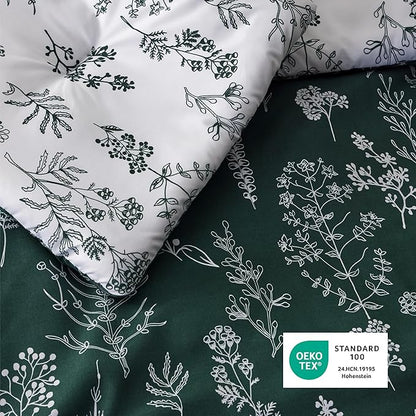 Bedsure California King Comforter Set - Emerald Bed Set, 3 Pieces Cute Floral Bedding, 1 Soft Reversible Botanical Flowers Comforter and 2 Pillow Shams