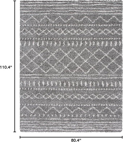 SAFAVIEH Arizona Shag Collection Area Rug - 6'7" x 9'2", Brown & Ivory, Moroccan Design, Non-Shedding & Easy Care, 1.6-inch Thick Ideal for High Traffic Areas in Living Room, Bedroom (ASG741B)