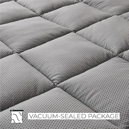 Great Bay Home Twin XL Mattress Topper. Thick, Elastic Corner Mattress Protector and Cover. Ultra-Soft Pillowtop Mattress Pad. Fits Mattresses Up to 18" (Twin XL, Light Grey)