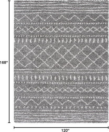 SAFAVIEH Arizona Shag Collection Area Rug - 10' x 14', Brown & Ivory, Moroccan Design, Non-Shedding & Easy Care, 1.6-inch Thick Ideal for High Traffic Areas in Living Room, Bedroom (ASG741B)
