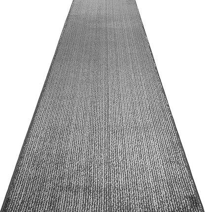 Custom Length Cut to Size Wide Width Carpet Runner Rug for Hallways, Skid Resistant Latex Rubber Backed, 31 inch Wide X Customized Length, Stripe Grey, 31 inch X 31 feet