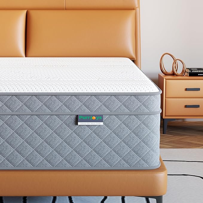 PurrJoys Firm Queen Mattress, 12 Inch Queen Bed Mattress in a Box，Cooling-Gel Memory Foam&Pocket Spring Hybrid, CertiPUR-US Certified, Firm