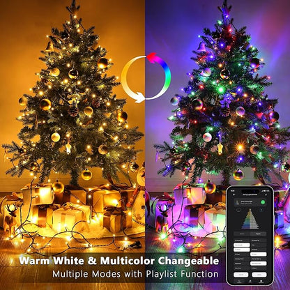 BrizLabs Color Changing Christmas Lights, 262ft 800 LED Smart Christmas String Lights Work with Alexa & Google Home, Warm White & Multicolor WiFi Xmas Tree Light Music Sync for Xmas Tree Home Decor