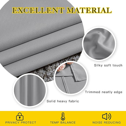 NICETOWN Blackout 102 inch Curtains for Living Room, Grommet Thermal Curtains Room Darkening Window Treatments Sound Reducing for Bedroom, Silver Grey, 2 Panels, W52 x L102
