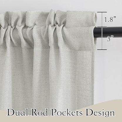 RYB HOME Linen Wonven Curtains Light Filtering Privacy UV Protection Window Blinds & Shades Draperies for Basement, Farmhouse, Villa, Boys Girls Bedroom, W 70 x L 95 inch, Grey, 2 Panels Set