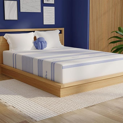 Vibe Gel Memory Foam Mattress, Fiberglass Free 10-Inch CertiPUR-US Certified Bed-in-a-Box, Queen, White