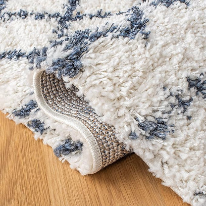 SAFAVIEH Arizona Shag Collection Area Rug - 2'3" x 12' Runner, Ivory & Slate, Non-Shedding & Easy Cleaning, Plush Thick Pile, Ideal for Living Room, Bedroom, Dining Space (ASG741M)
