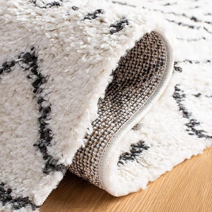 SAFAVIEH Arizona Shag Collection Area Rug - 2'3" x 18' Runner, Ivory & Black, Non-Shedding & Easy Cleaning, Plush Thick Pile, Ideal for Living Room, Bedroom, Dining Space (ASG741Z)