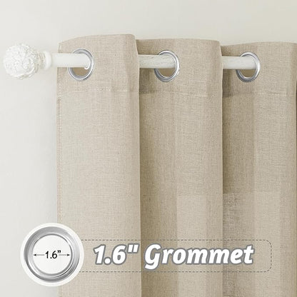 RYB HOME Linen Sheer Curtain - Large Backdrop Curtain Extra Wide Panel for Living Room Girls Bedroom Foyer Doorway Dining Sliding Glass Door, Warm Beige, W 100 X L 95 Long, Set of 1,Adult