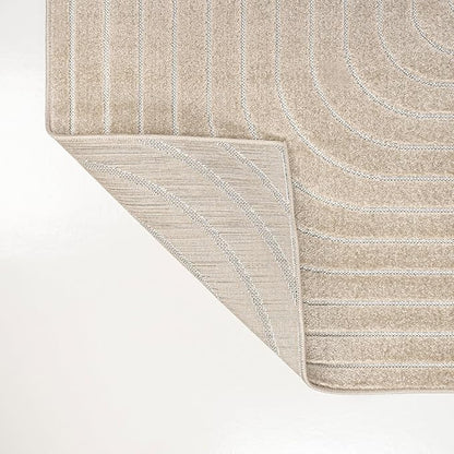 Eyely NCS101E-8 Odense High-Low Minimalist Angle Geometric Beige/Cream 8 ft. x 10 ft. Indoor/Outdoor Area Rug, for Home, Backyard, Patio, Porch, Bedroom, Kitchen, Living Room