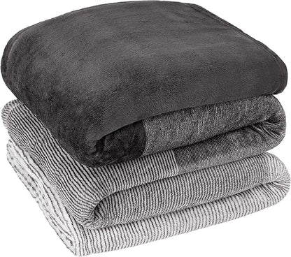 Pavilia Gray Ombre Fleece Blanket for Twin Size Bed, Soft, Lightweight, Cozy Microfiber Gift Decorative Blanket, 60x80