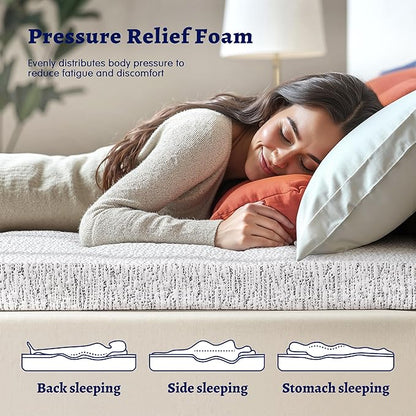 Subrtex Memory Foam Mattress Topper Cal King Size, 2 Inch Mattress Topper for Pressure Relieving, Mattress Pads Breathable Bed Topper with Removable Washable Cover