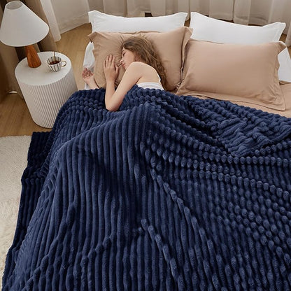 Bedsure GentleSoft Blue Fleece Blanket for Couch - Cozy Soft Blankets for Women, Cute Small Throws for Girls, 90x90 Inches