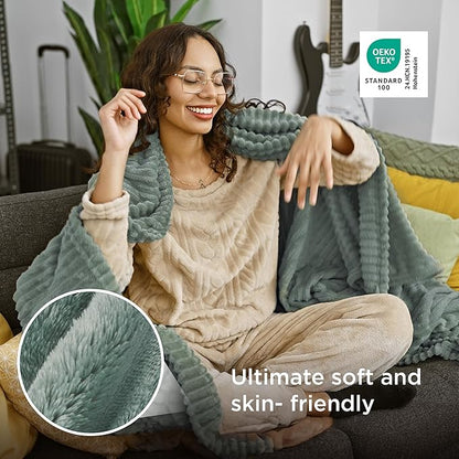 Bedsure GentleSoft Green Throw Blanket for Couch - Cozy Soft Blankets for Women, Cute Small Fleece Throws for Girls, Sage Green Room Decor Decorations for Home, 50x60 Inches