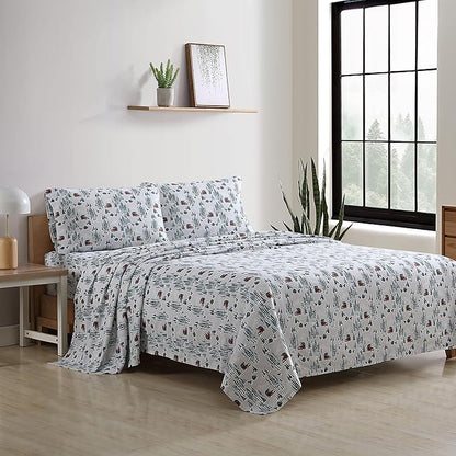 Eddie Bauer - Full Sheets, Cotton Flannel Bedding Set, Brushed For Extra Softness, Cozy Home Decor (Tree Farm, Full)