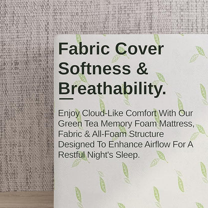 NapQueen Twin XL Size, 12 Inch Anula Green Tea Infused Memory Foam Mattress, Bed in a Box, CertiPUR-US Certified Mattress