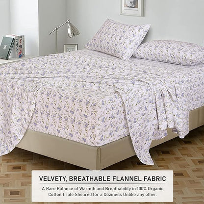 RUVANTI Flannel Sheets Queen Size - 100% Cotton Double Brushed Bed Sheets, Deep Pockets 16 Inches Queen Sheet Set, All Seasons Breathable & Extra Soft - Warm & Cozy, 4 Piece, Sand Rose