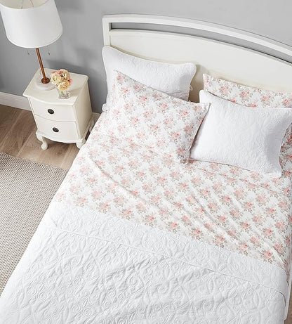 Laura Ashley - Flannel Sheets King Size, Anti-Pilling & Wrinkle Resistant Cotton, Touchably Soft for All-Season Comfort - Bed Sheets with Matching Pillowcases & Fitted Sheet (Lisalee Pink)