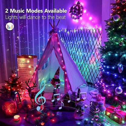 BrizLabs Fairy String Lights - 2 Pack 66ft 200 LED Color Changing Christmas Fairy Lights with Remote, Plug-in RGB Christmas Twinkle Light Rainbow Firefly Starry Light for Xmas Tree Halloween Bedroom