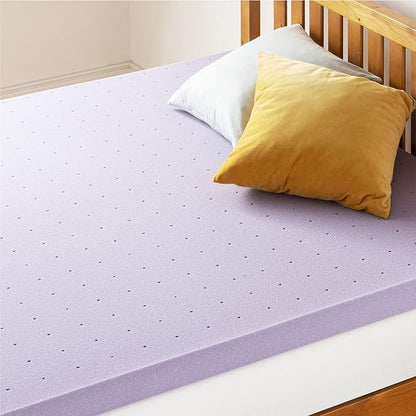 Mellow 3 Inch Ventilated Memory Foam Mattress Topper, Soothing Lavender Infusion, King