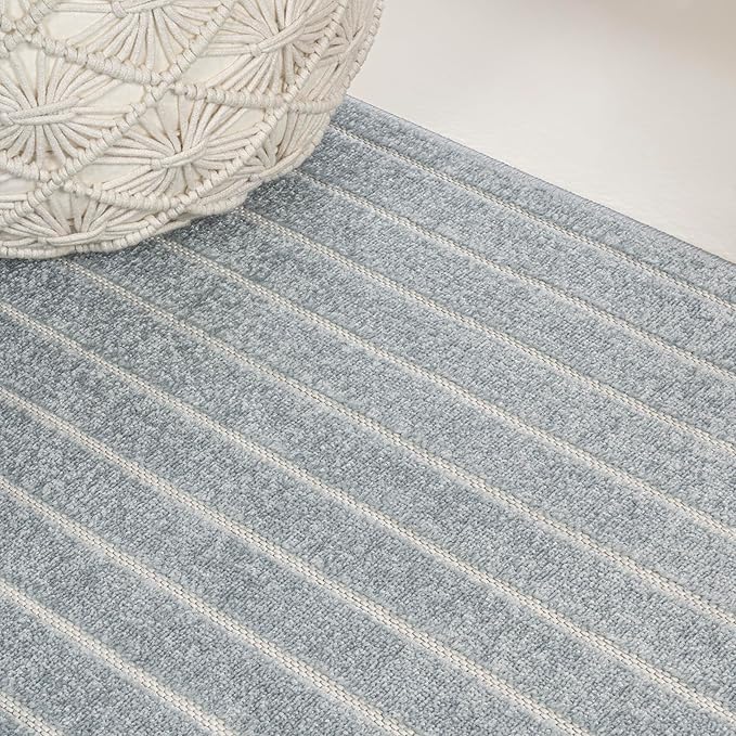 Eyely NCS101F-5 Odense High-Low Minimalist Angle Geometric Light Blue/Cream 5 ft. x 8 ft. Indoor/Outdoor Area Rug, for Home, Backyard, Patio, Porch, Bedroom, Kitchen, Living Room