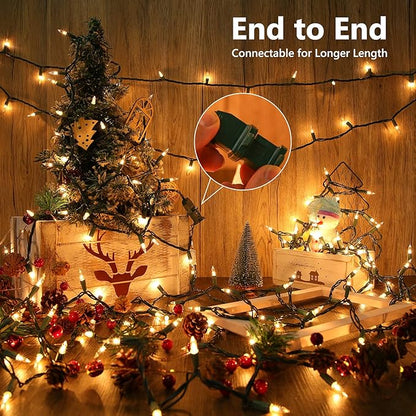 Toodour Clear Christmas Lights, 75ft 300 Count Incandescent Indoor Outdoor String Lights, UL Certified Connectable Green Wire Mini Bulb Light for Home, Party, New Year, Xmas Tree Decor - Warm White