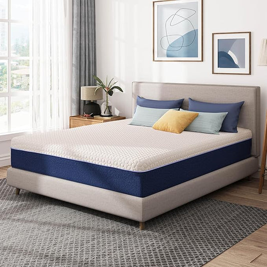 12 Inch Queen Size Mattress, Gel Cooling Memory Foam Mattress in A Box, Medium Firm Feel for Back Pain Relief, CertiPUR US Certified