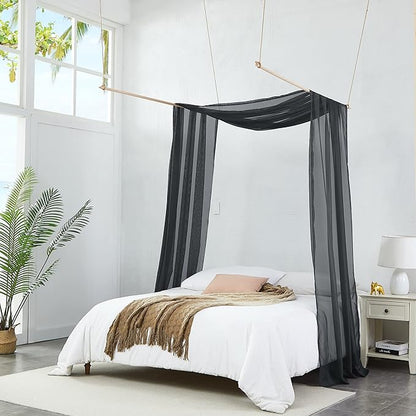 Warm Home Designs 12 Feet Long Sheer Black Window Scarf. These Standard Length Valance Window Scarves are 54 X 144 Inches in Size. Great as Bed Canopy or Wedding Arch Draping Fabric. AM Black 144"