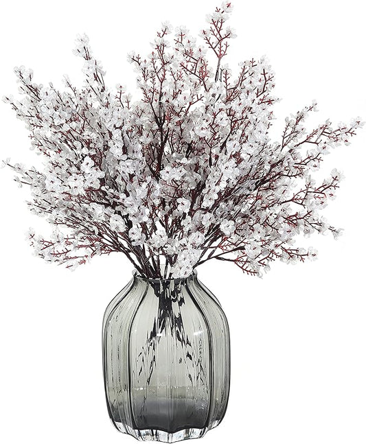 JAKY-Global Babys Breath Fabric Cloth Artificial Flowers 12 Bundle European Fake Silk Plants Decor Wedding Party Decoration Bouquets Real Touch DIY Home Garden (Silver 12pcs)
