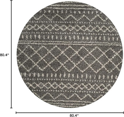 SAFAVIEH Arizona Shag Collection Area Rug - 6'7" Round, Brown & Ivory, Moroccan Design, Non-Shedding & Easy Care, 1.6-inch Thick Ideal for High Traffic Areas in Living Room, Bedroom (ASG741B)