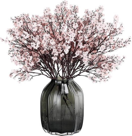 JAKY-Global Babys Breath Fabric Cloth Artificial Flowers 6 Bundle European Fake Silk Plants Decor Wedding Party Decoration Bouquets Real Touch DIY Home Garden (Autumn Pink-6pcs)