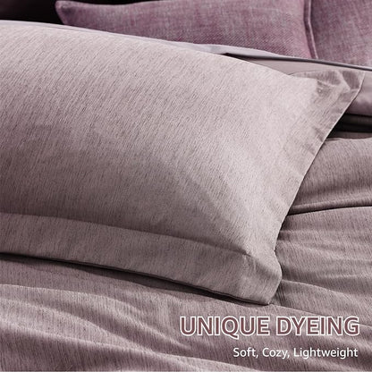 Monbix Full Size Comforter Set, Lilac Bedding Comforter for Full Size Bed Set Reversible, Bedding Sets Full 7 Pieces, Cationic Dyeing Bed in a Bag with Comforter, Sheets, Pillowcases & Shams