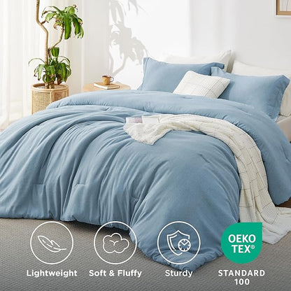 Bedsure California King Comforter Set - Storm Blue Soft Bedding for All Seasons, Cationic Dyed Bed Set, 3 Pieces, 1 California King Size Comforter (104"x96") and 2 Pillow Shams (20"x36"+2")