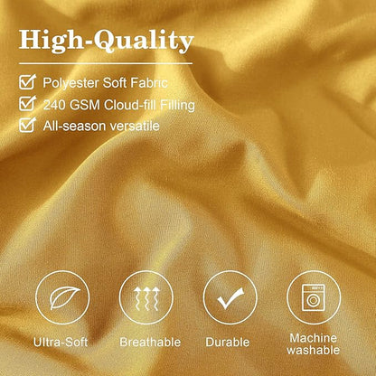 Monbix Full Comforter Set - 7 Pieces Bright Yellow Bed in a Bag Full Size Bedding Sets with Comforters, All Seasons Down Alternative Comforter with Sheets,Pillowcases & Shams