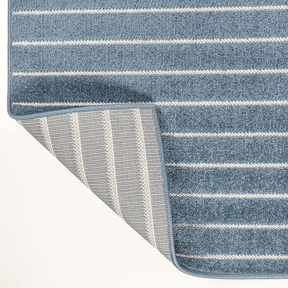 Eyely NCS101D-3 Odense High-Low Minimalist Angle Geometric Dark Blue/Cream 3 ft. x 5 ft. Indoor/Outdoor Area Rug, for Home, Backyard, Patio, Porch, Bedroom, Kitchen, Living Room
