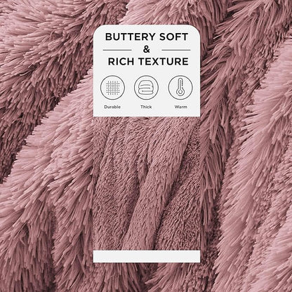 Bedsure GentleSoft Fuzzy Sherpa Faux Fur Twin Blanket Dusty Pink Cozy Gifts for Women Men, Soft Fleece Plush Warm Minky Thick Blanket Twin Size for Bed, Room Dorm Essentials Pink Decor Gifts, 60x80