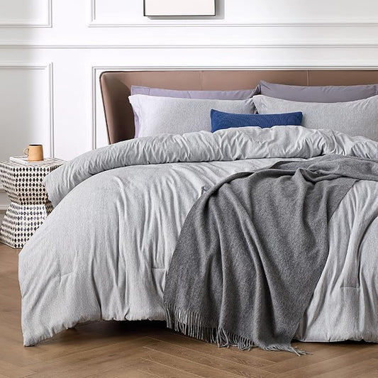 Bedsure King Size Comforter Set - Grey Soft Bedding for All Seasons, Cationic Dyed Bed Set, 3 Pieces, 1 King Size Comforter (104"x90") and 2 Pillow Shams (20"x36"+2")