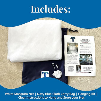 Mosquito Netting for Bed, Extra Large Mosquito Net Covers Single to California King Size Beds, Bug Net for Camping, Crib Canopy, Premium Quality for Indoor Outdoor Use and Travel