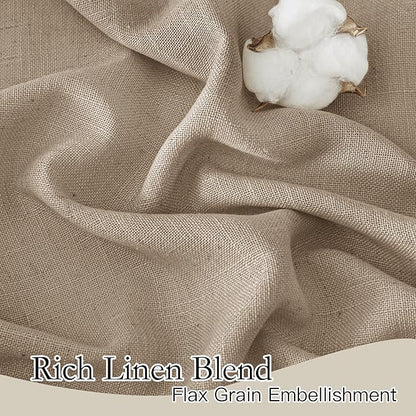 RYB HOME Vertical Linen Blended Curtains for Kitchen Kids Room Playroom, Elegant Light Filtering Semi Sheer for Machine Washable Durable Breathable Privacy Home Decor, Khaki, W 60 x L 90, 1 Pc