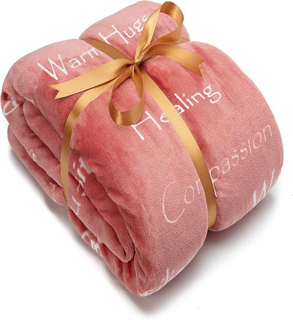 Chanasya Healing Warm Hugs Gift Throw Blanket - Sympathy Gift Breast Cancer Chemo Survivor Get Well Caring Gifts - Comfort Pink Gift Blanket for Love Support Women Grandma Friend - Rosetan