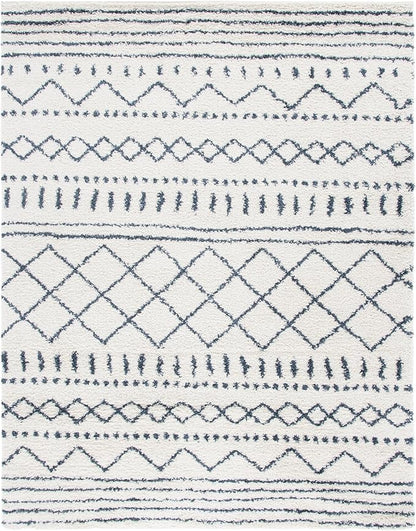 SAFAVIEH Arizona Shag Collection Area Rug - 10' x 14', Ivory & Slate, Moroccan Design, Non-Shedding, 1.6-inch Thick, Ideal for High Traffic Areas in Living Room, Bedroom (ASG741M-10)