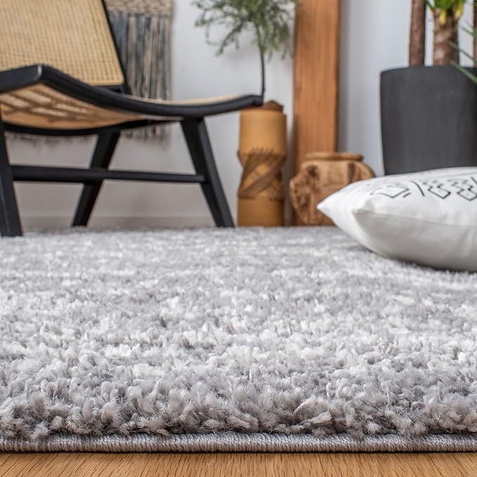 SAFAVIEH Arizona Shag Collection Area Rug - 2'6" x 14' Runner, Grey & Ivory, Non-Shedding & Easy Cleaning, Plush Thick Pile, Ideal for Living Room, Bedroom, Dining Space (ASG741G)