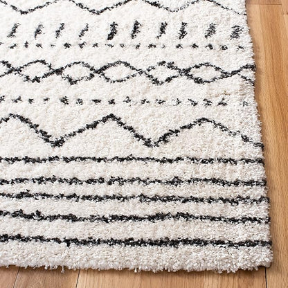 SAFAVIEH Arizona Shag Collection Area Rug - 6' x 8', Ivory & Black, Non-Shedding & Easy Cleaning, Plush Thick Pile, Ideal for Living Room, Bedroom, Dining Space (ASG741Z)