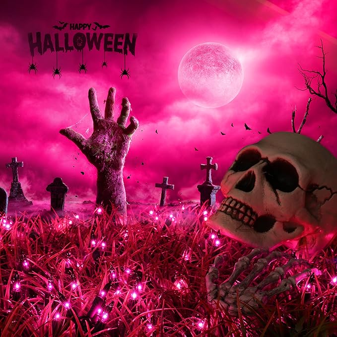 Brizled Purple Halloween Lights, 21.3ft 100 Count Purple Mini Lights String, Connectable, UL Certified Black Wire, Indoor/Outdoor, Halloween, Holiday, Party Decor